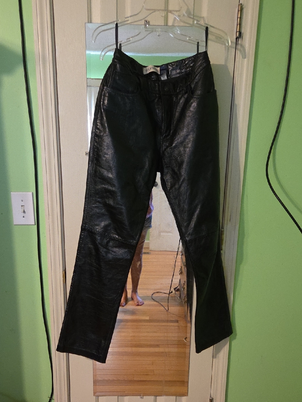 Black Gap Leather Straight-Leg Pants